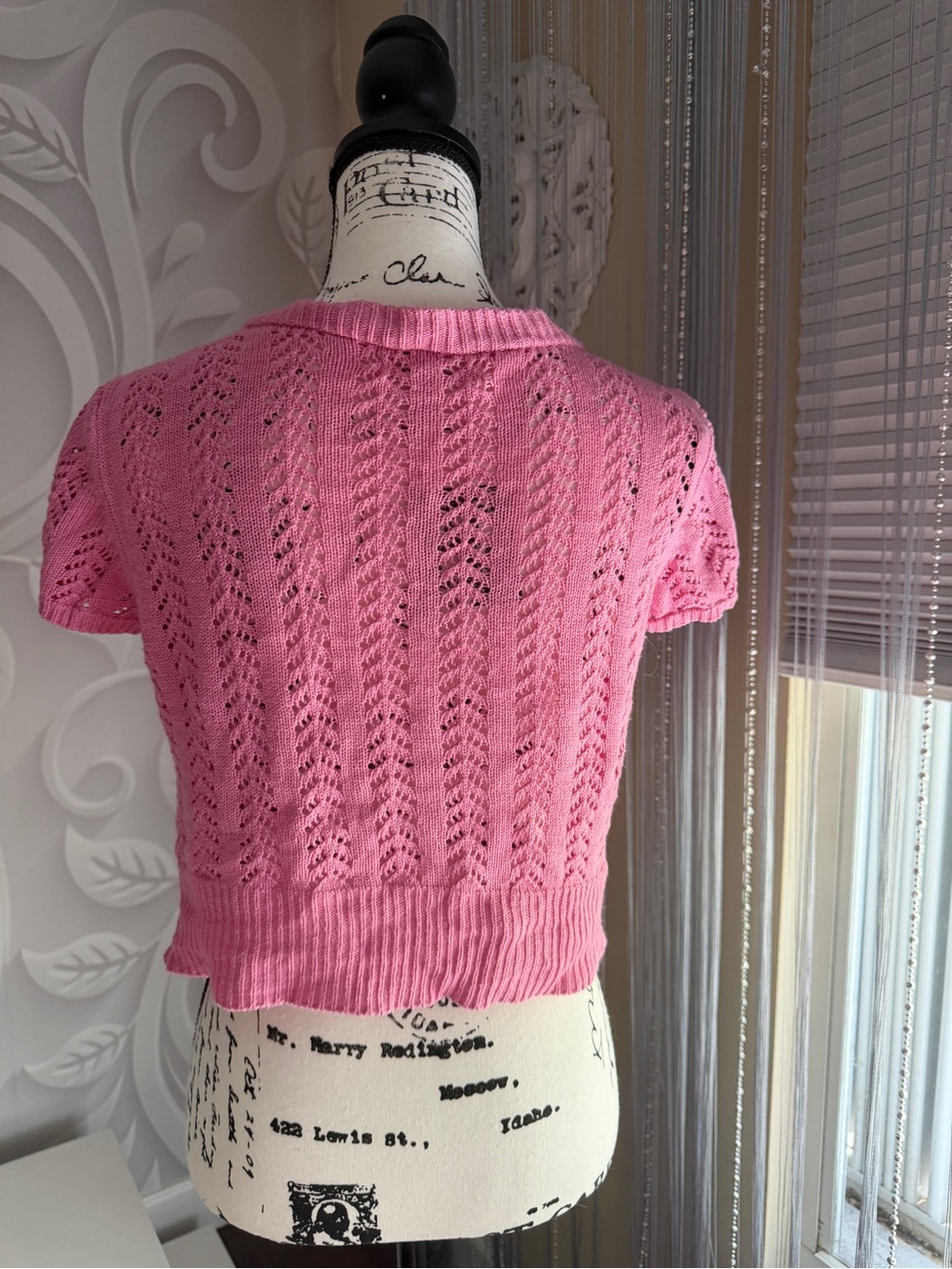 JohnPaulRichard Rose Pink Short-Sleeve Openwork V-Neck Cardigan - Picture 4 of 14